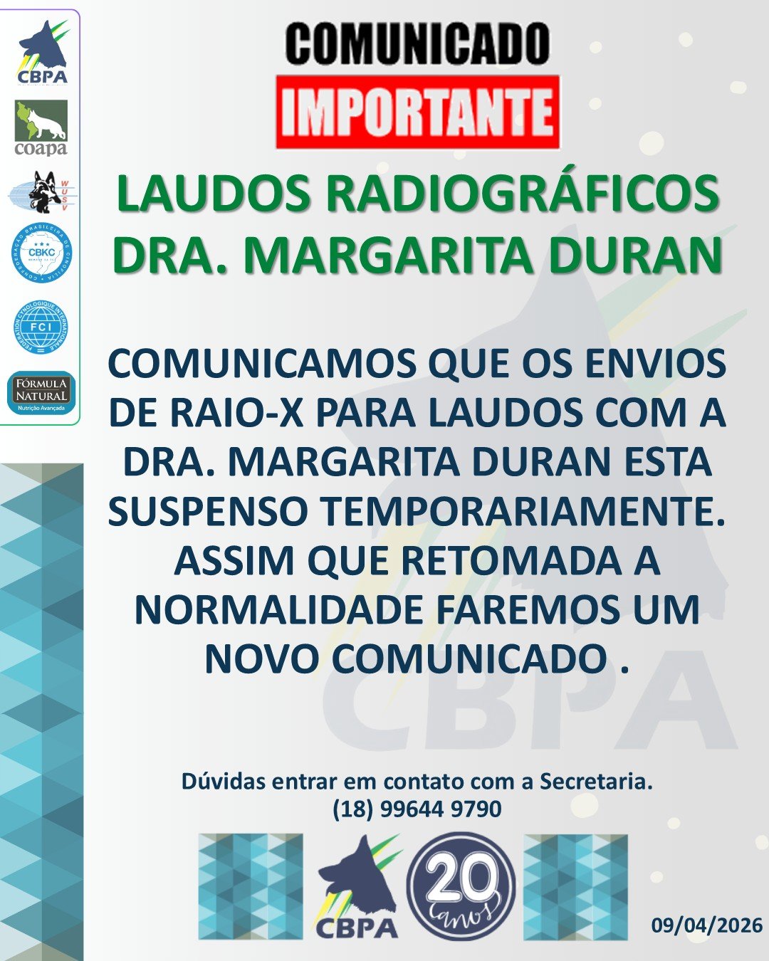 COMUNICADO RAIO-X SUSPENSÃO 