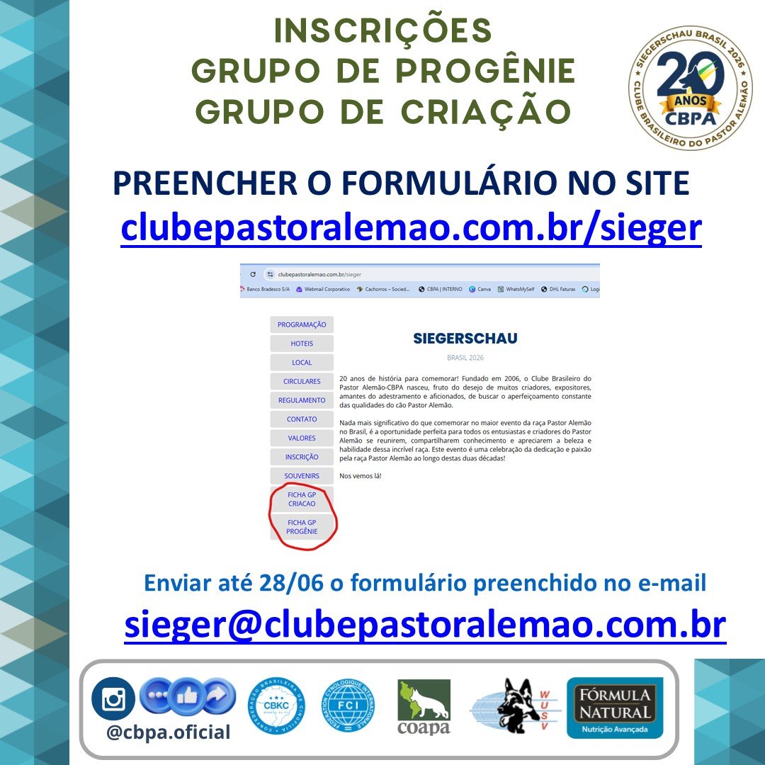 Inscrição Grupos - #SIEGER2026