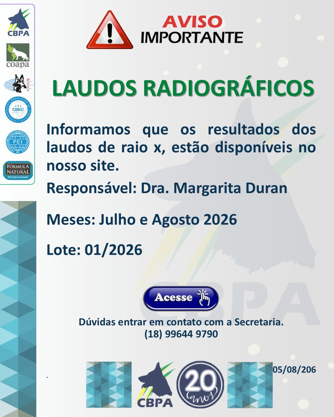JULHO/AGOSTO 2026 DRª MARGARITA DURAN