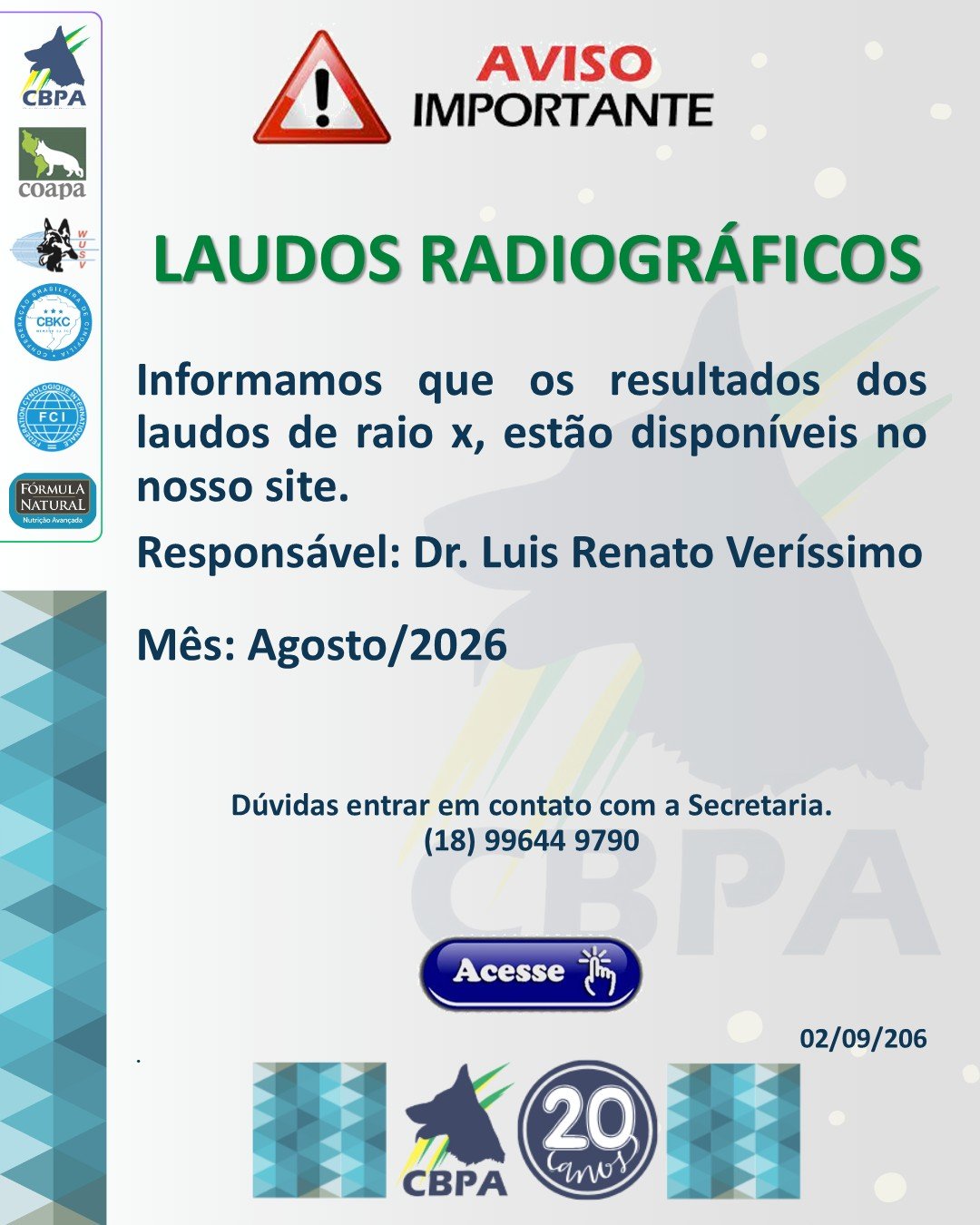 AGOSTO 2026 DR. LUIS RENATO VERÍSSIMO