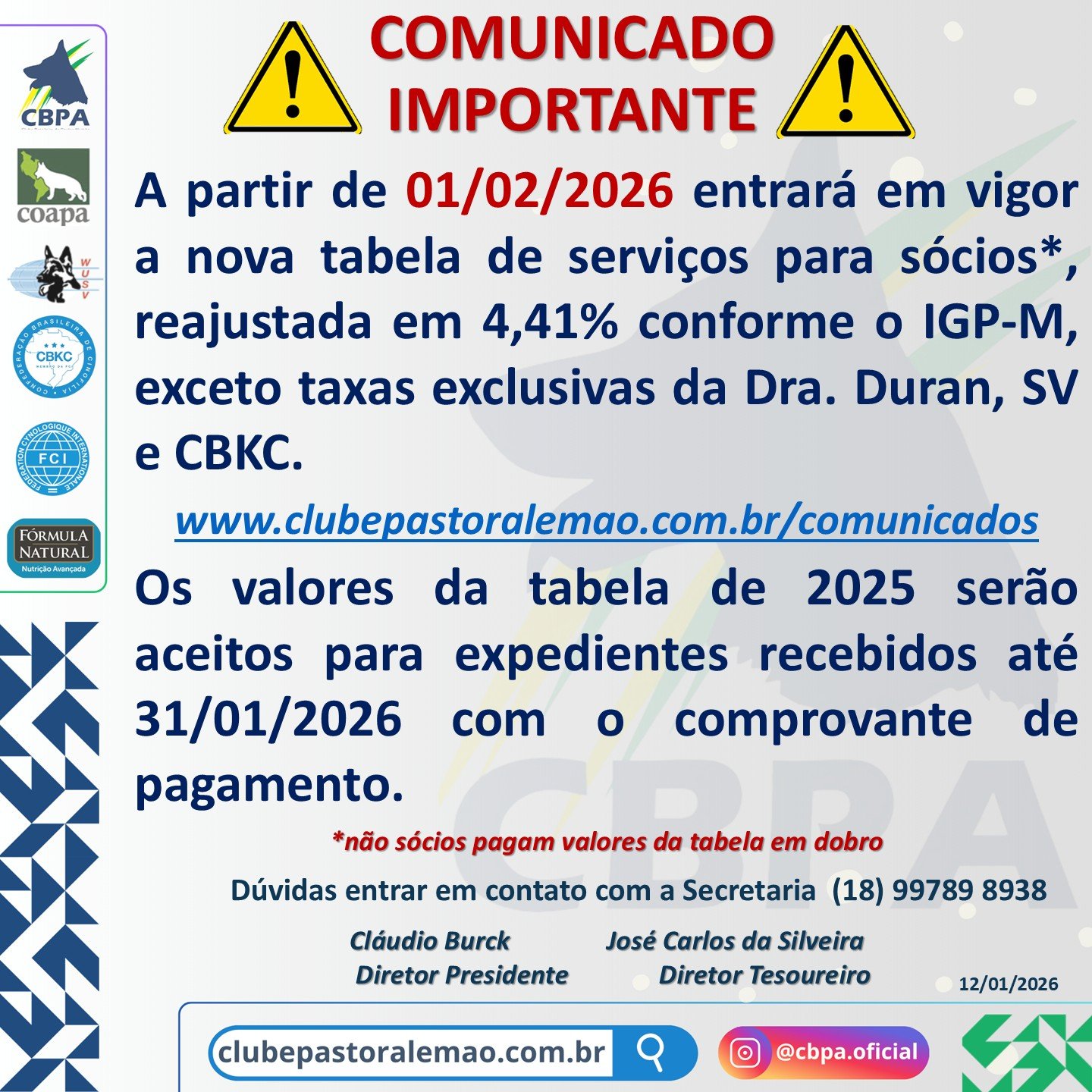 Tabela de Serviços 2026