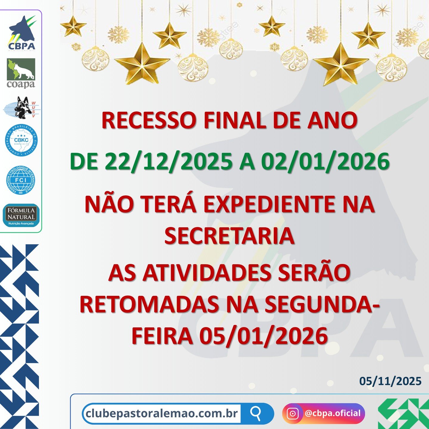 RECESSO FINAL DE ANO