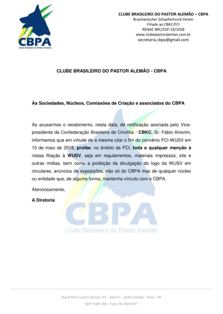 Comunicado aos Pastoreiros: Ofício CBKC 75898/20