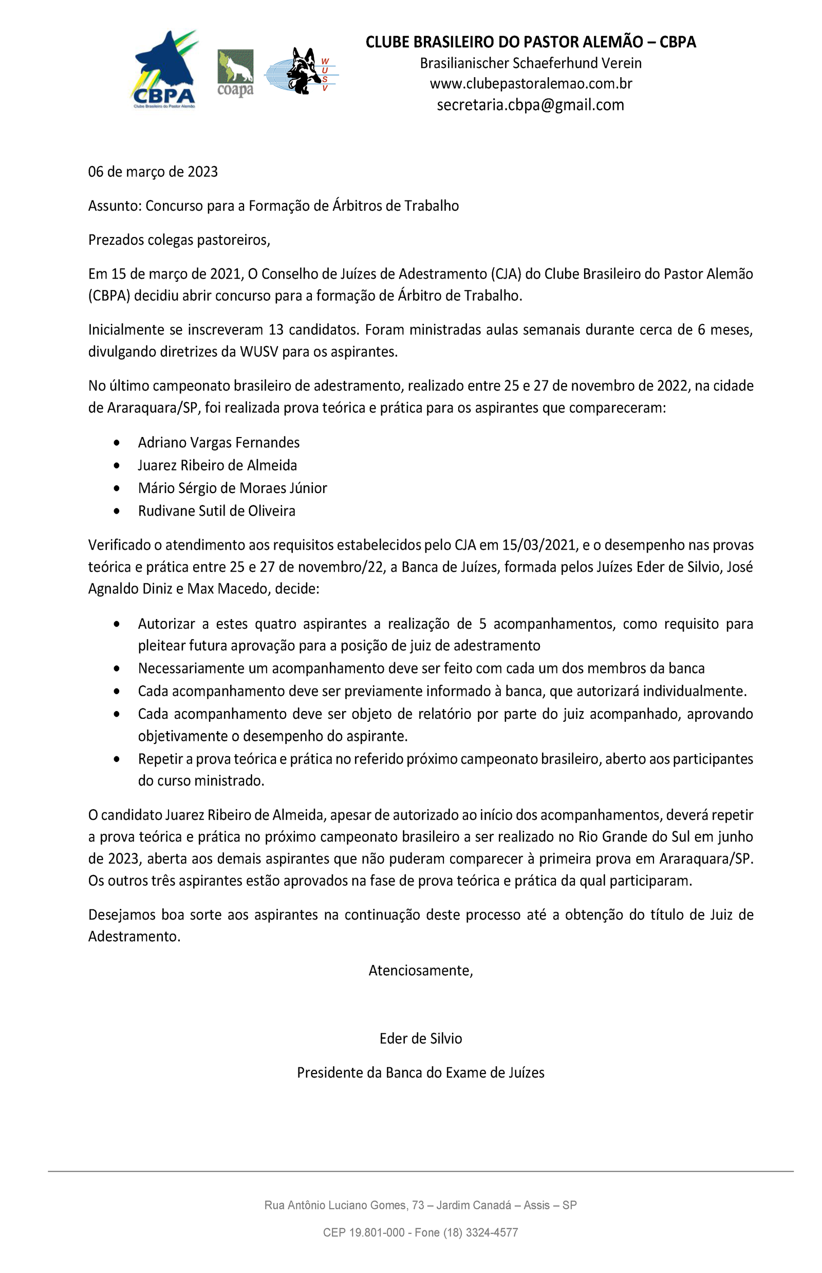 Concurso para a Formação de Árbitros de Trabalho